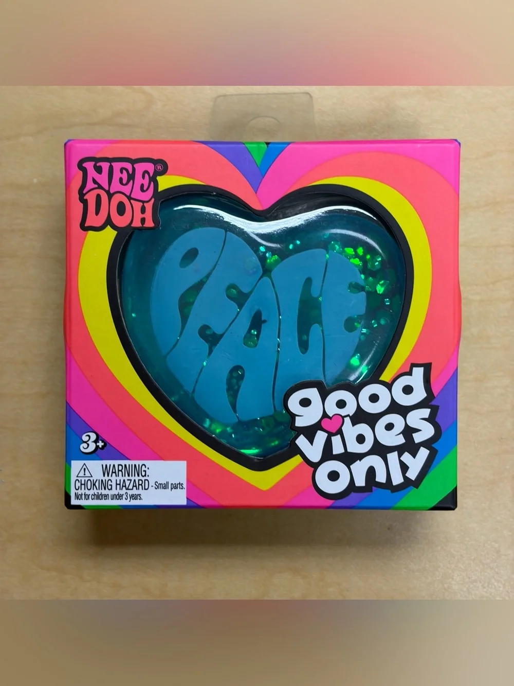 NeeDoh Good Vibes Only Heart Squeeze Toy Blue 
